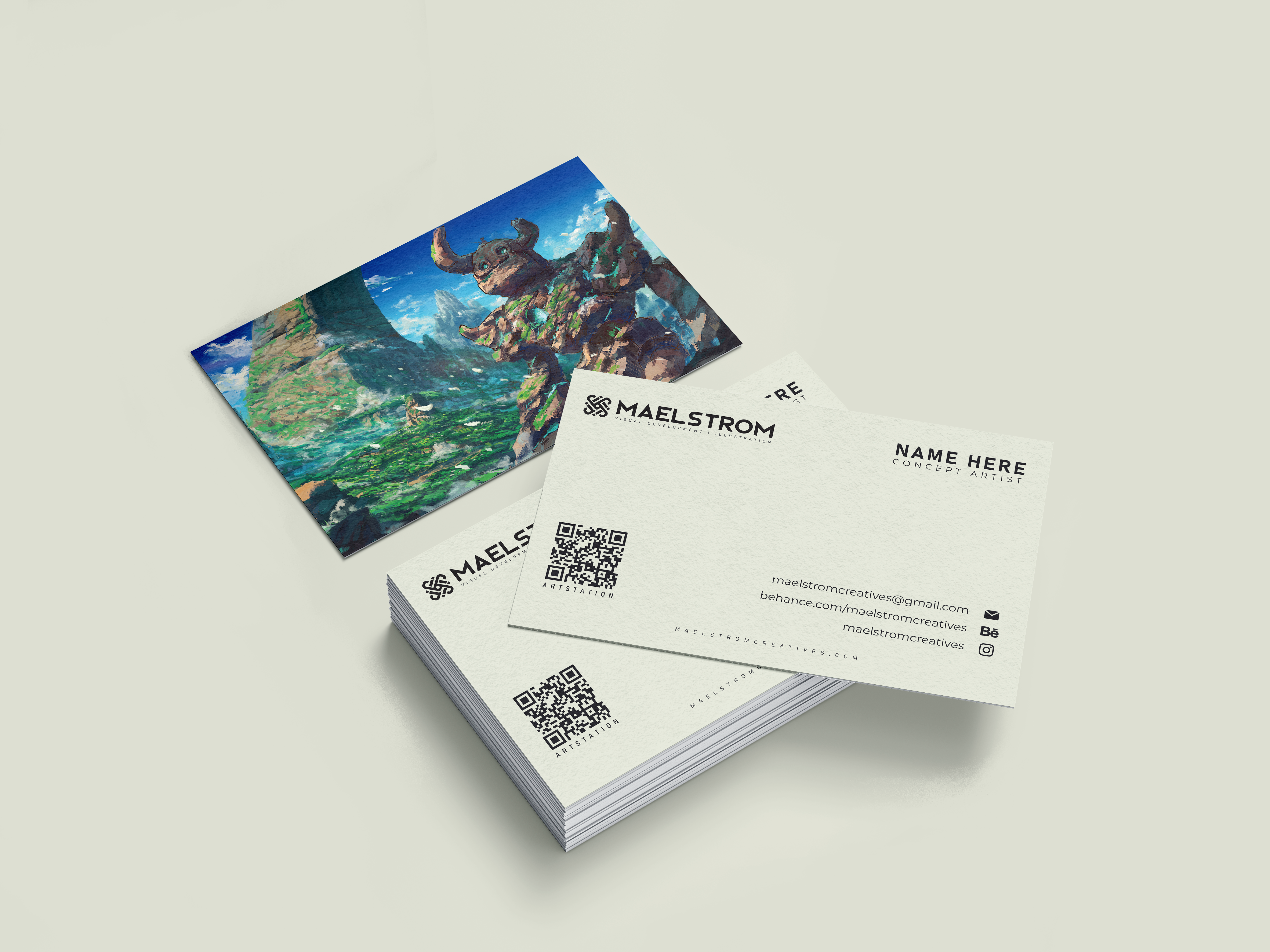 Maelstrom Creatives branded business card mockup
