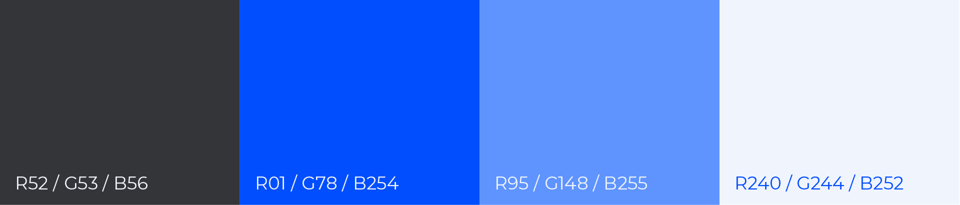 Synthesis colour palette — deep royal blue and soft blue