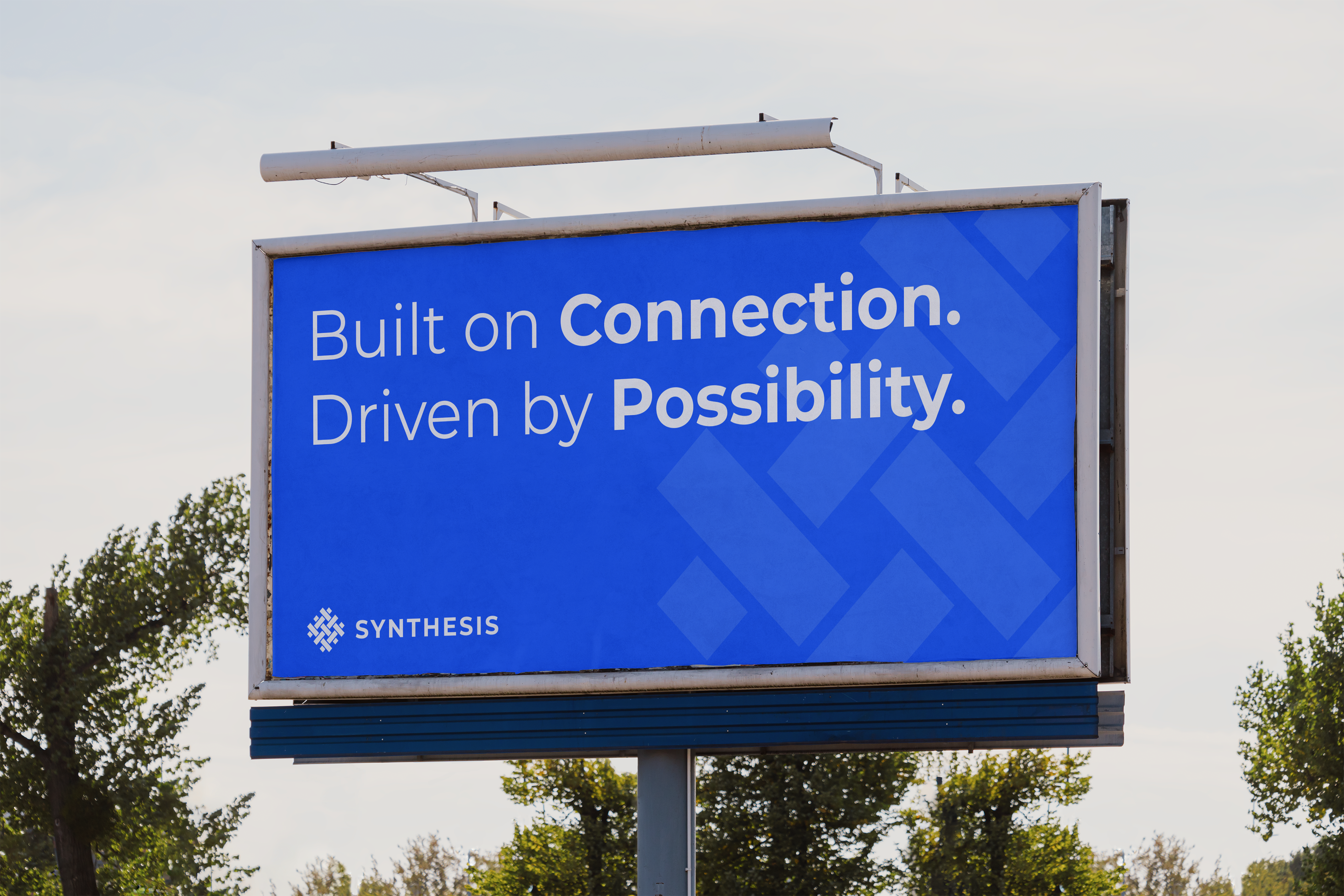 Synthesis billboard mockup in urban environment